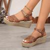 Summer New Wedge Heel Sandals Women's Platform High Heel One-word Buckle Strap Fish Mouth Sandals Women