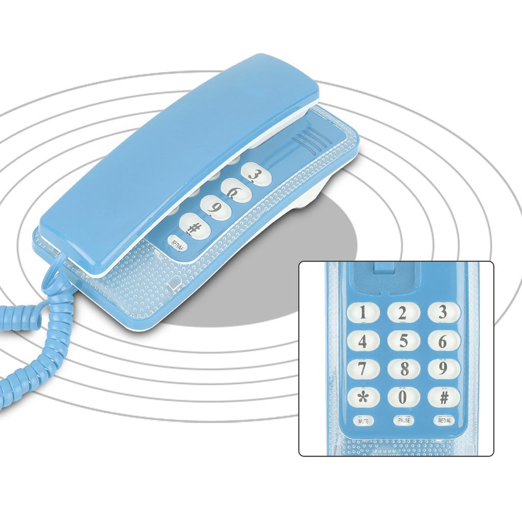 Wall Mount Landline Telephone Extension No Caller ID Home Phone For Hotel Family(Blue)