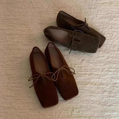 Французские ретро нишевые квадратный носок бант балетки одинарная обувь женская весна и осень новая обувь Мэри Джейн лоферы