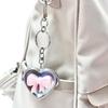 Korean Love Mirror Pendant Heart Shape Cosmetic Mirror Key Chain Bag Hanging Keychain  Women