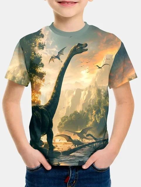 Kids Boys T-shirt Cool Jurassic World Dinosaur T Shirt Boy Clothes Summer Short Sleeve Tee Shirts Children Clothing Girls Tops