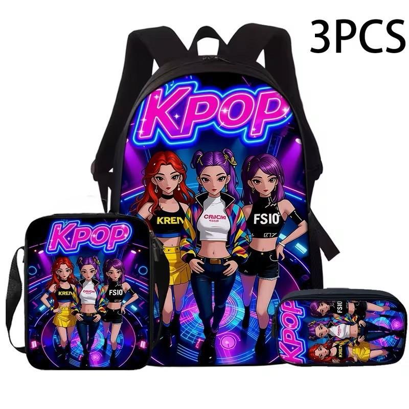 Kpop Охотник на ведьм Высококачественная печать Большая вместимость Высокая ценность Против сутулости Износостойкая Школьная сумка большой вместимости Начальная школа