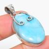 Natural Republic Larimar Gemstone 925 Solid Sterling Silver Pendant 1.75" D1h90