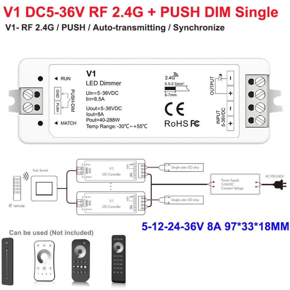 Профессиональный светодиодный контроллер постоянного напряжения DC12-24V RF2.4GHz Драйвер светодиодной ленты ДИММЕР/CCD/RGB PWM Светодиодный диммер для дома