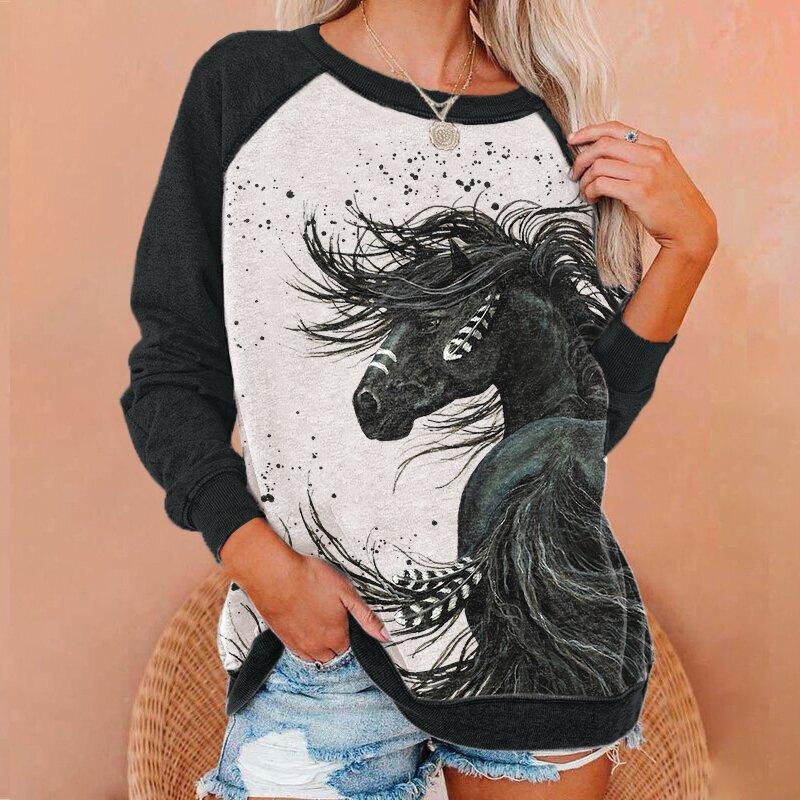 Autumn Women Thin Pullovers Winter Casual Tops Vintage 3D Printed Sweatshirt Ladies Street Long Sleeve Sports Hoodie