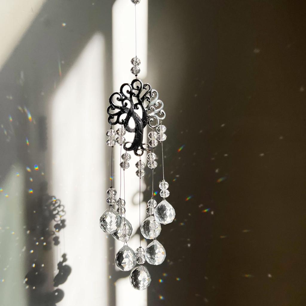 1 Pc Colorful Tree of Life Crystal Pendant Sunshine Collection Hanging Ornament Home Wind Chime Outdoor Garden Decoration Crafts