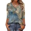 Women's T Shirt Print 3/4 Sleeve Daily Weekend Fashion Basic V- Neck Regular Top