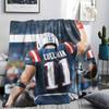 Julian Edelman Printed Flannel Blanket, soft throw for bedroom sofa, washable, fan merchandise, great gift.