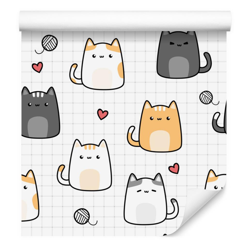 Kittens and Hearts Wallpaper for Living Room and Bedroom 50x1000