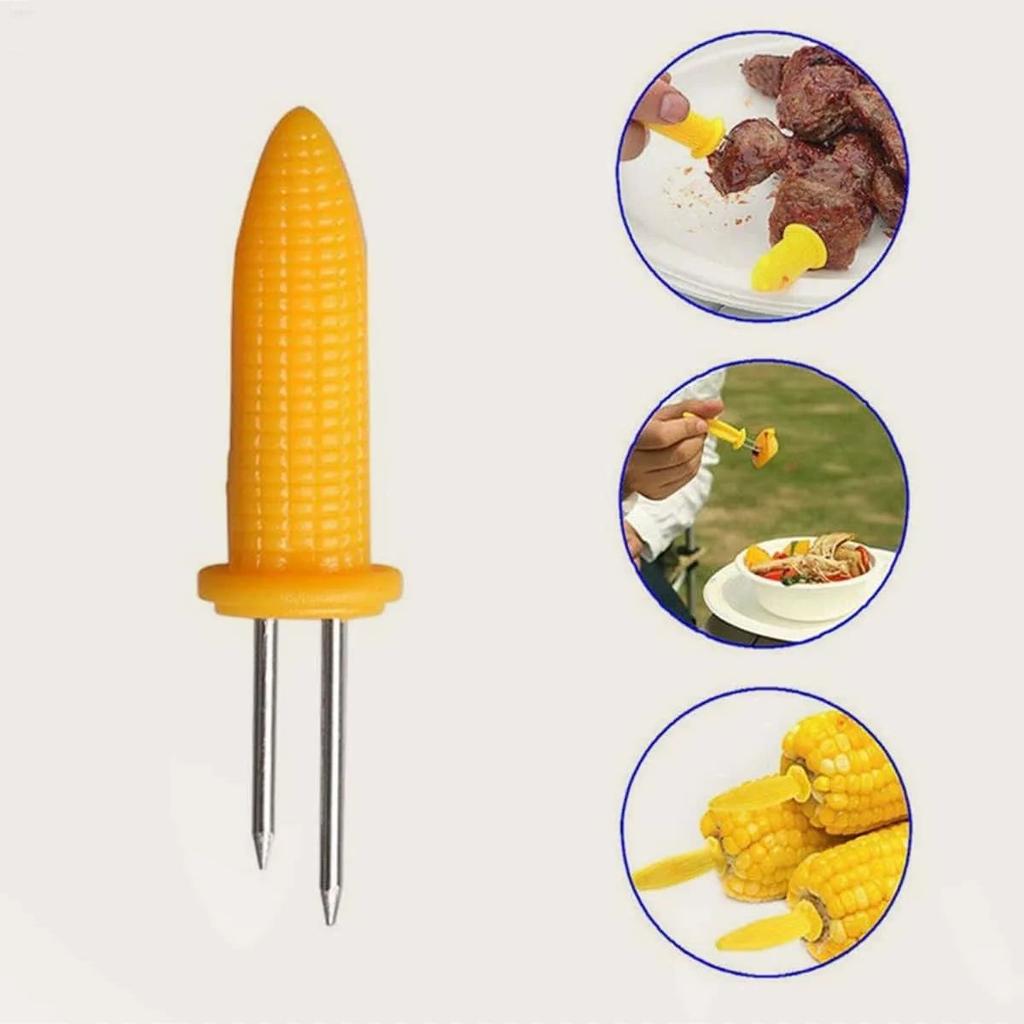 10 шт. Вилка для кукурузы BBQ из нержавеющей стали Держатели для кукурузы Ручная Анти-ожоговая Игла для кукурузы Кукуруза в початках Двойная вилка Инструмент для барбекю Декор