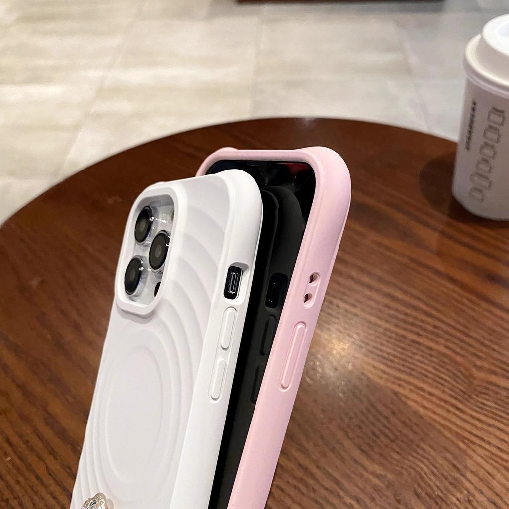 Применимо к iPhone17promax чехол для мобильного телефона из жидкого силикона с эффектом ряби и магнитом Apple 16 защитный чехол с защитой четырех углов от падения