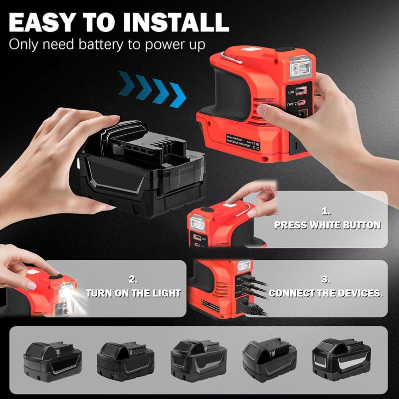Инверторная электростанция 110В/220В Замена для аккумулятора Dewalt для аккумулятора Milwaukee/Makita/Bosch 18В 180Вт Светодиодная уличная электростанция
