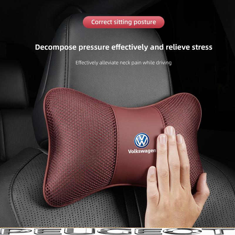 Car Seat Headrest Neck Pillow Interior For VW GTI Polo Golf Passat B6 Tiguan Arteon Touareg Taigo Caddy Jetta Beetle CC Hub Cap zj6