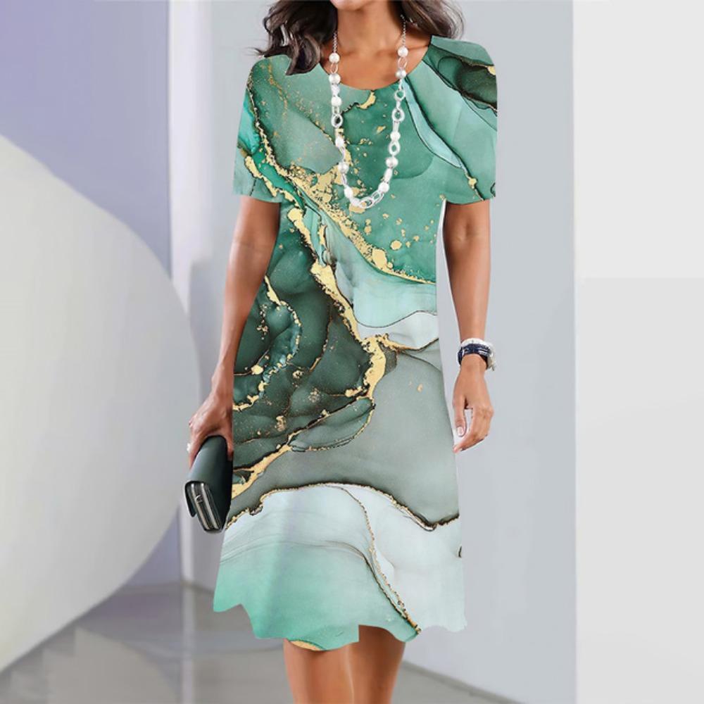 Женские платья Винтаж Текстурированный принт Топ с коротким рукавом Модная юбка Летние свободные платья Y2k Женская повседневная одежда