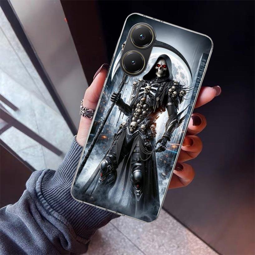 Death Grim Reaper Skull Scythe Phone Case For Xiaomi Poco X5 X6 X7 Pro F7 Ultra M7 Redmi 15C 15 13C 13 12C 12 10 10C 10A 9 9C 9T