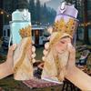 1PC Virgin Mary Queen Crown Portrait Print 750ml Color Plastic Sports Water Bottle Leakproof Flip Straw Lid Suitable for Sports Office Home Use