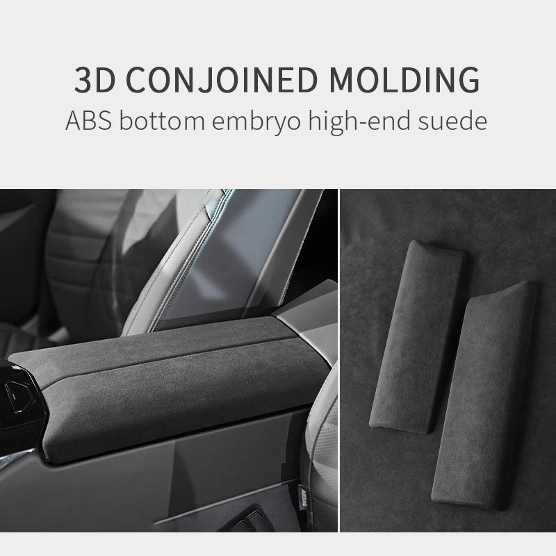 Car Armrest Mat Center Console Suede Carsuede Auto Armrests Pad for BMW 5 Series I5 G60 2024 Car Accessories Made of Alcantara
