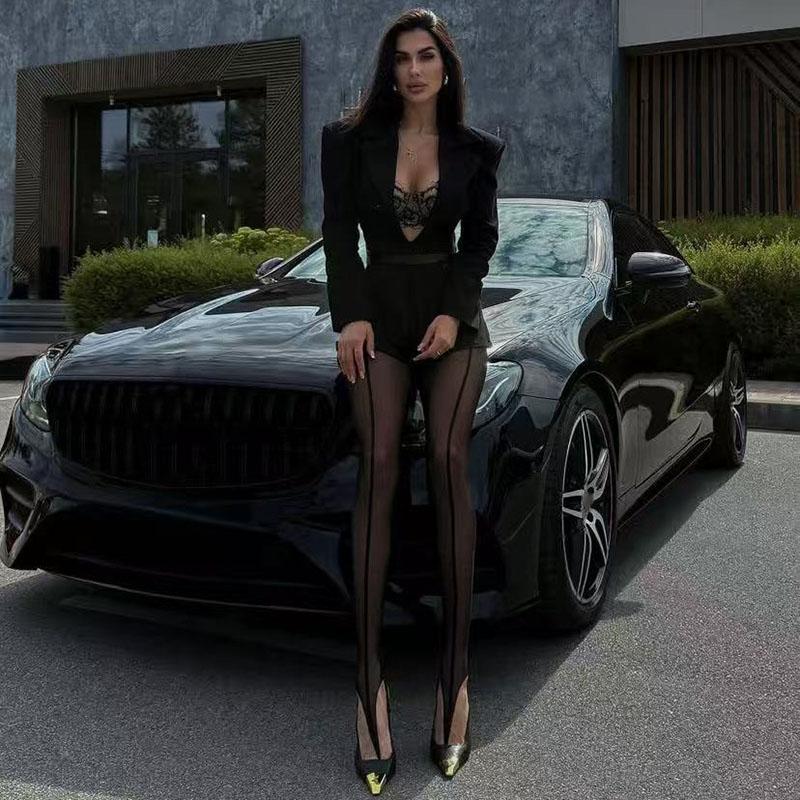 Вертикальная линия Горячие Сексуальные Колготки Женские Асимметрия Вырез Сетка Чулок Колготки Готические Боди Хэллоуин Костюмы