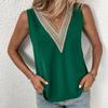 GMXIA Women's Fashion Casual Summer Solid Color Print Sleeveless V-Neck Blouses & Shirts