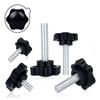 5Pcs Star Shape Thread Clamping Handle Bolt Bakelite Hand Knob Tightening Screw Industry Equipment Plastic Steel M5 M6 M8