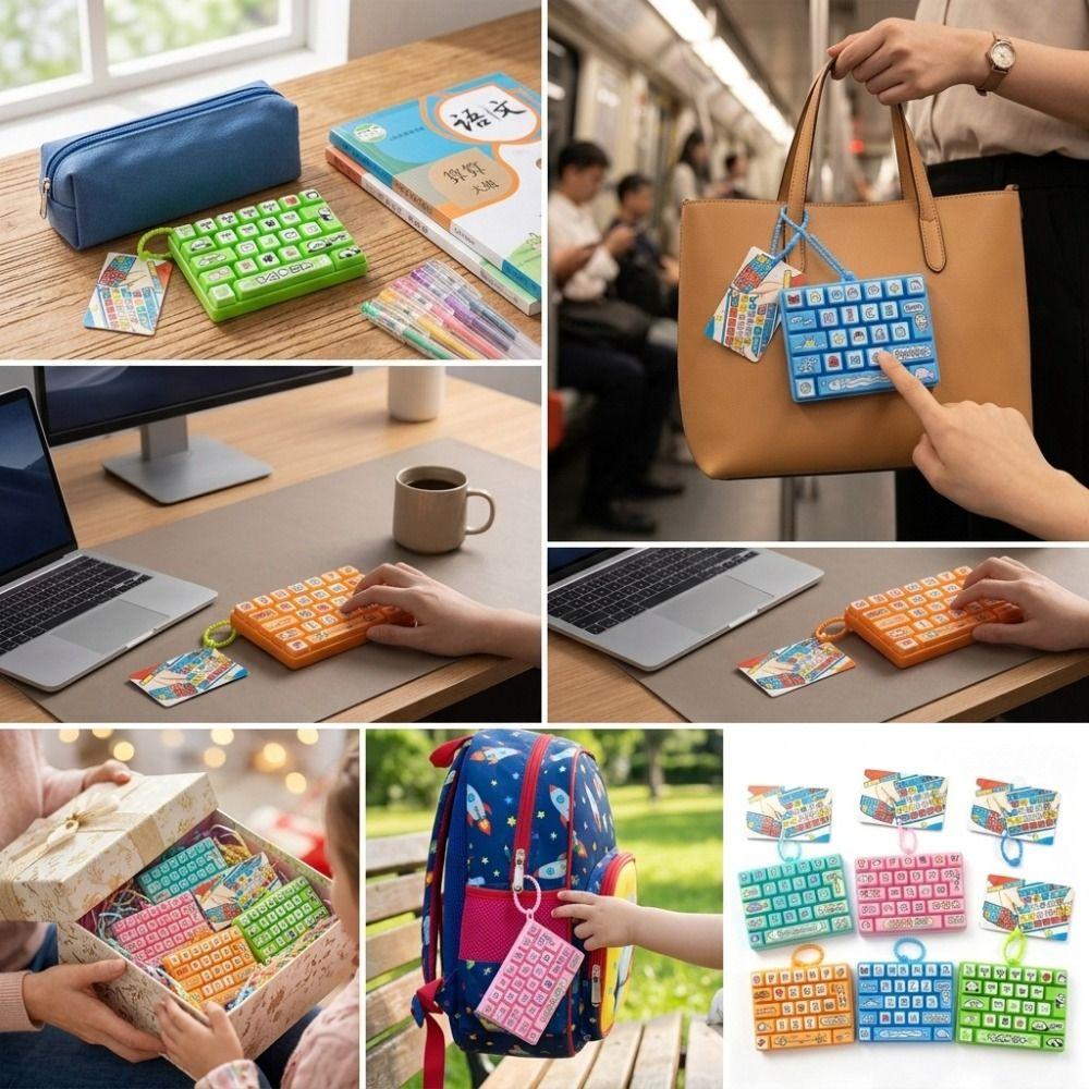 26-Key Decompression Button Toy Transparent Dual-Tone Keyboard Keychain Kids Bag Pendant