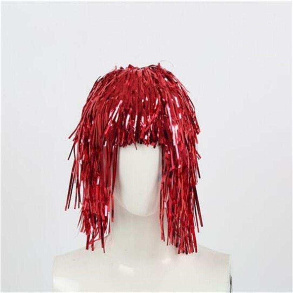 Glitter Foil Tinsel Wigs Fancy Dress Shiny Party Wig Tassel Halloween Colored Wig