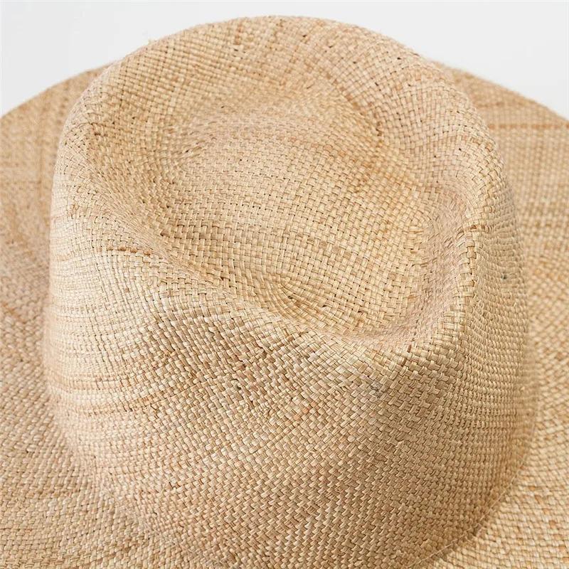New Summer Handmade Natural Treasure Grass Solid Fedoras Cap Men Women Panamjazz Hat
