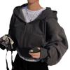 Womens Zip-Up Hooded Long Sleeve Oversized Casual Sweatshirt In Solid Colors Streetwear Style