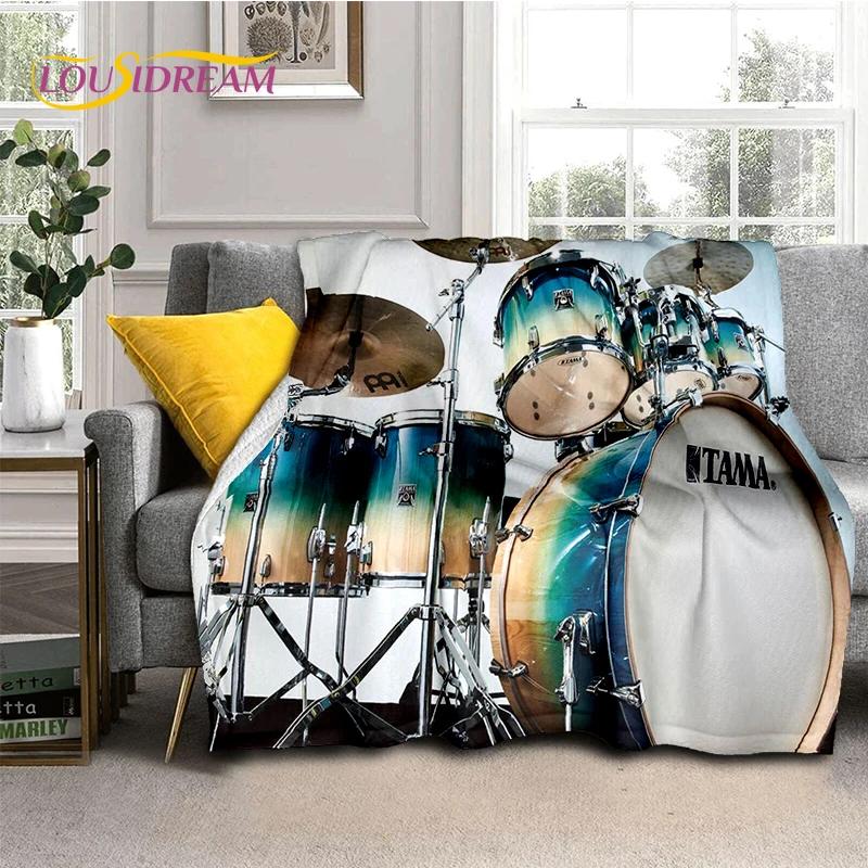 Music Instruments Drum Kit Drum Set Blanket,Soft Throw Blanket for Home Bedroom Bed Sofa Picnic Travel Office Cover Child Gift