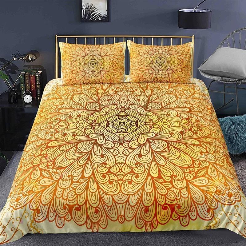 Комплект постельного белья Bohemian Mandala из 2/3 предметов, двуспальное, двуспальное, королевского размера, пододеяльник и наволочка, мягкое постельное белье