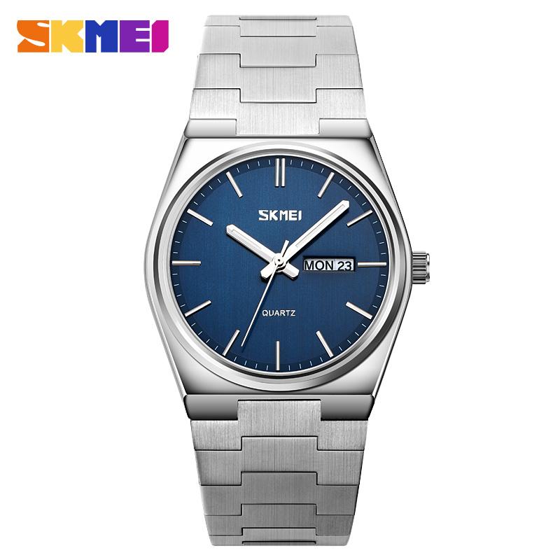 SKMEI 9288 Men's Leisure Quartz Clock Men's Stainless Steel Calendar Week Watch Mens Waterproof Business Watch 9354 Reloj Hombre