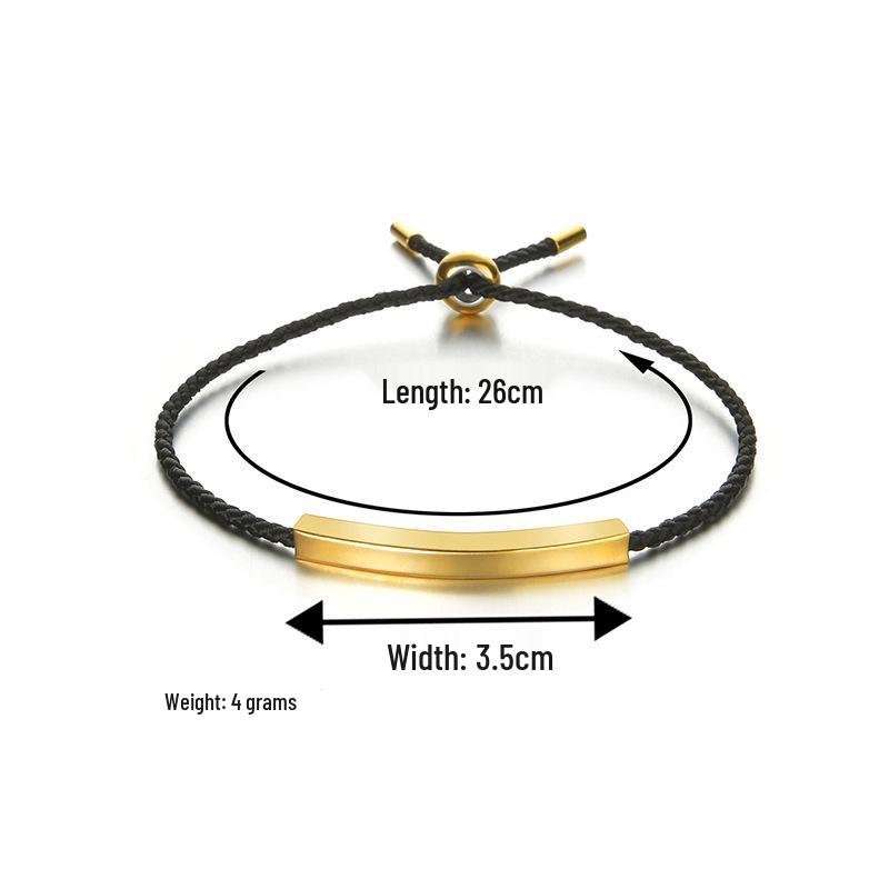Korean Style Engraved Stainless Steel Rope Bracelet - Trendy Adjustable Niche Design for Couples