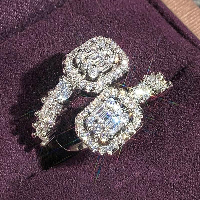 Блестящее кольцо с цирконием, открытое, женское, роскошное, серебристого цвета, украшение на палец, свадебная вечеринка, модные великолепные регулируемые аксессуары