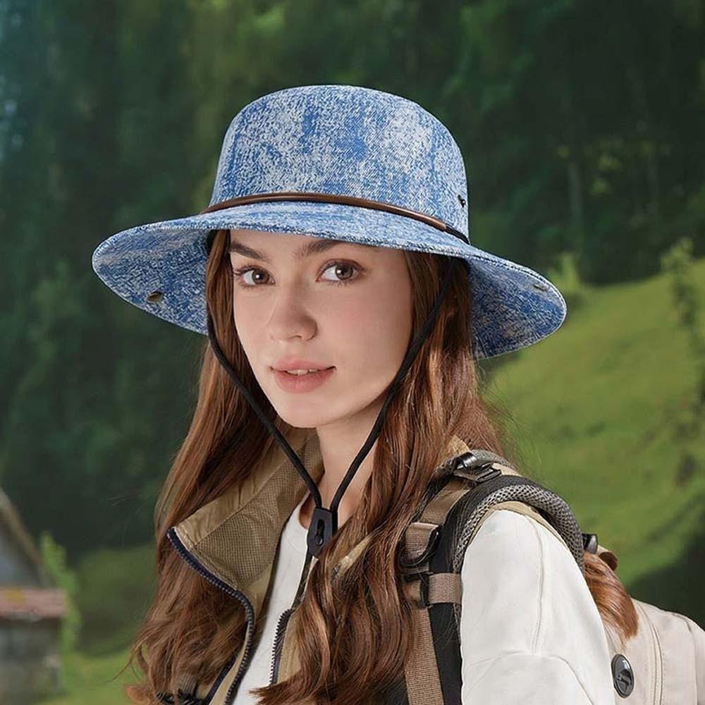 Breathable Denim Fisherman Hat Sombrero Fishing Cap Solid Color Sunshade Cowboy Hat Hiking