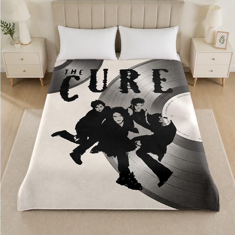 The Cure Print Flannel Blanket Cozy Lightweight Plush Throw Blanket For Bed Sofa Household Use