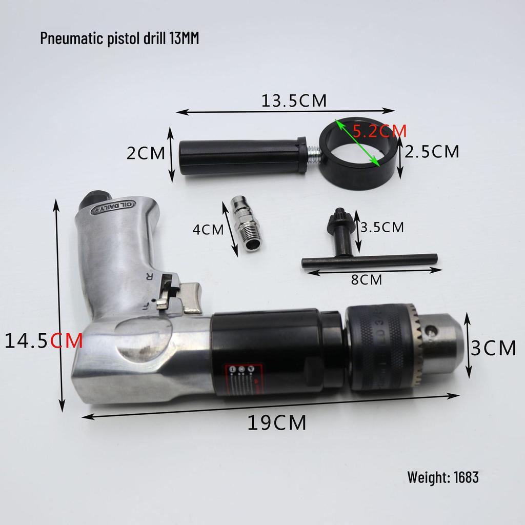Пневматическая дрель-пистолет Gaobao промышленного класса диаметром 10 мм с функцией прямого/обратного хода и пневматическая дрель-пистолетного типа диаметром 13 мм.