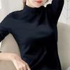 Женский осенне-зимний топ с воротником-стойкой и защитой шеи с длинным рукавом, сплошной цвет, толстый теплый пуловер, простой стиль, облегающий ветрозащитный женский низ
