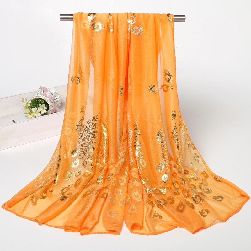 2024 Spring/Summer Women's Beauty Sand Scarf with Peacock Flower Design