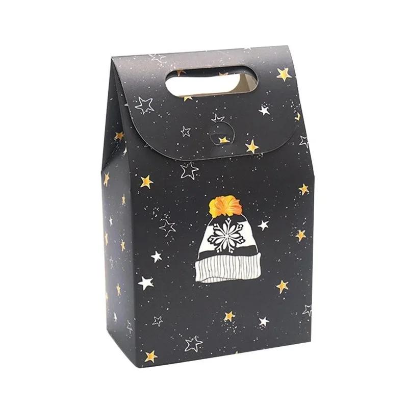 5 шт./набор рождественских подарочных коробок с изображением оленя ночного неба, бумажный пакет, шоколадное печенье, конфеты, коробка, рождественское украшение, подарочный пакет