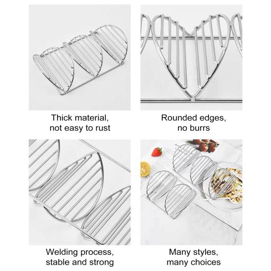 Подставки для тако из нержавеющей стали для 3 тако. Нержавеющие подносы для тако для хрустящих ракушек. Термостойкая подставка для буррито для праздничных вылазок.