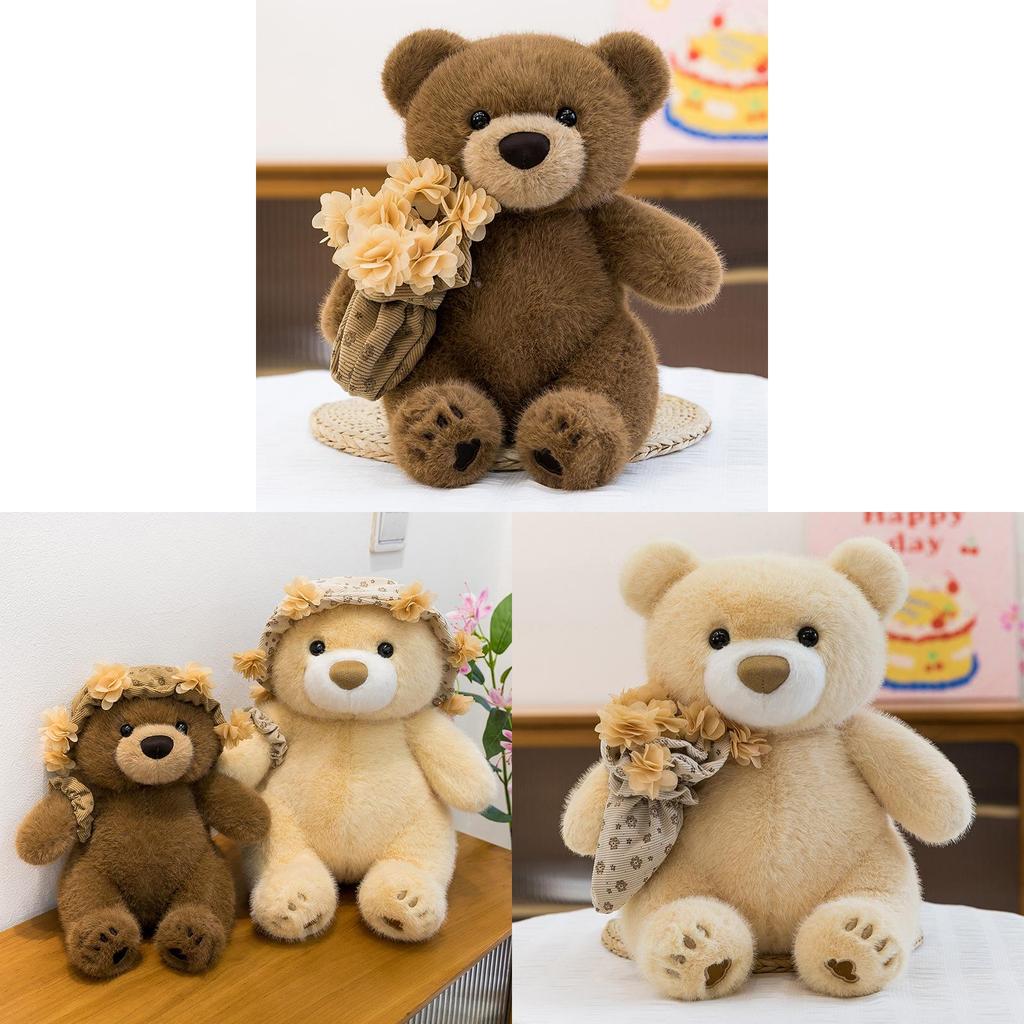 Teddy Bear Plush With Rose Decor Handmade Gift For Valentines And Friends