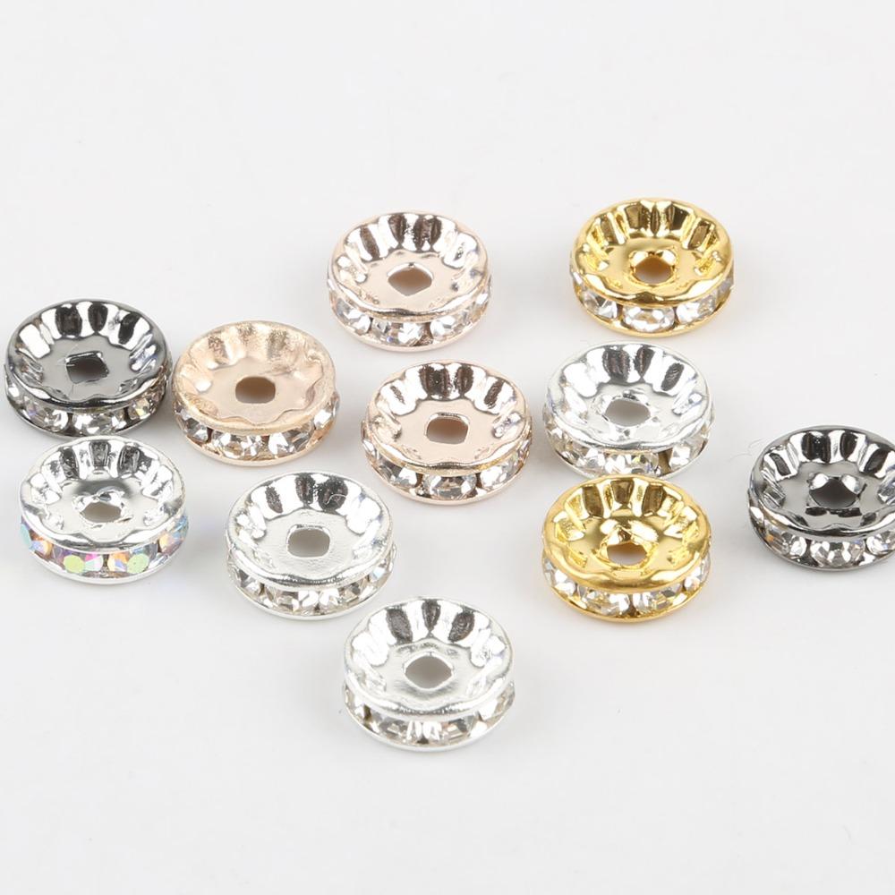 50pcs/lot 4/6/8/10mm Czech Crystai Rhinestone Glass Round Loose Spacer Beads for Jewelry Making DIY Bracelet Necklace