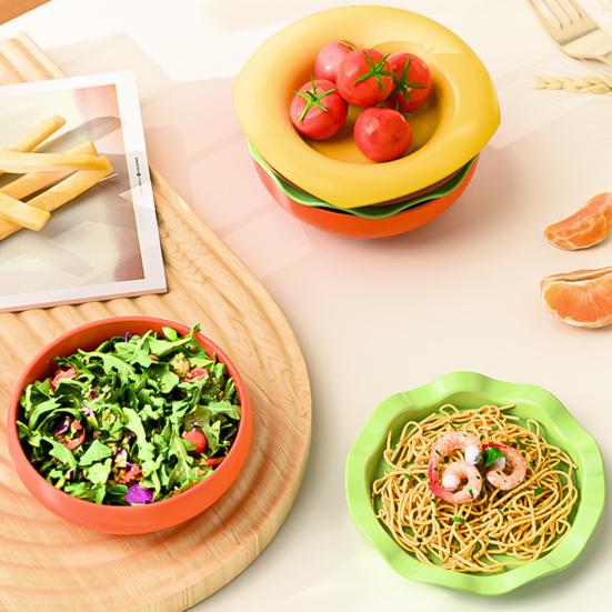 Hamburger Appetizer Plates Set 6-Layer Mini Plate Sets for Dessert Sauces Dip Stackable Serving Dishes for Snacks Sushi Parties