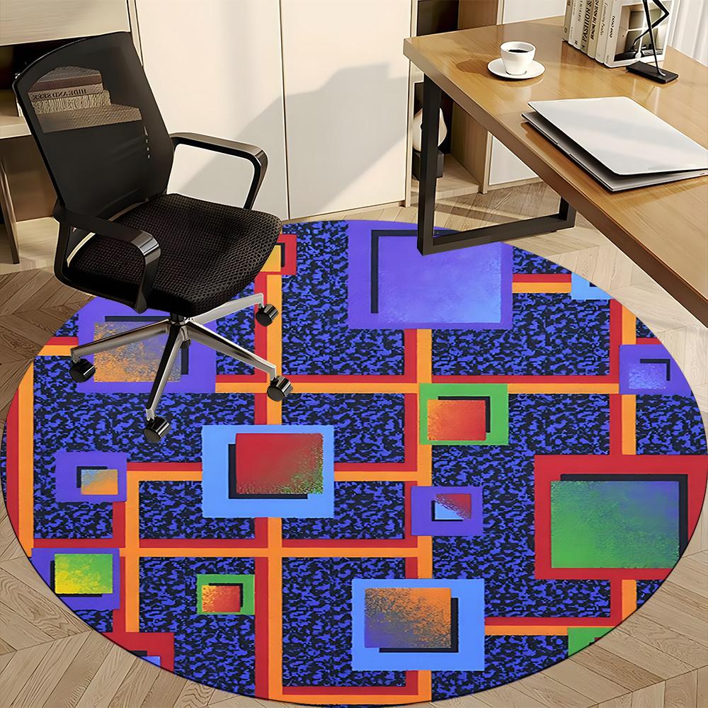 1pc Abstract Geometry Chair Carpet for Office, Non slip, Soft and Durable Office Rug