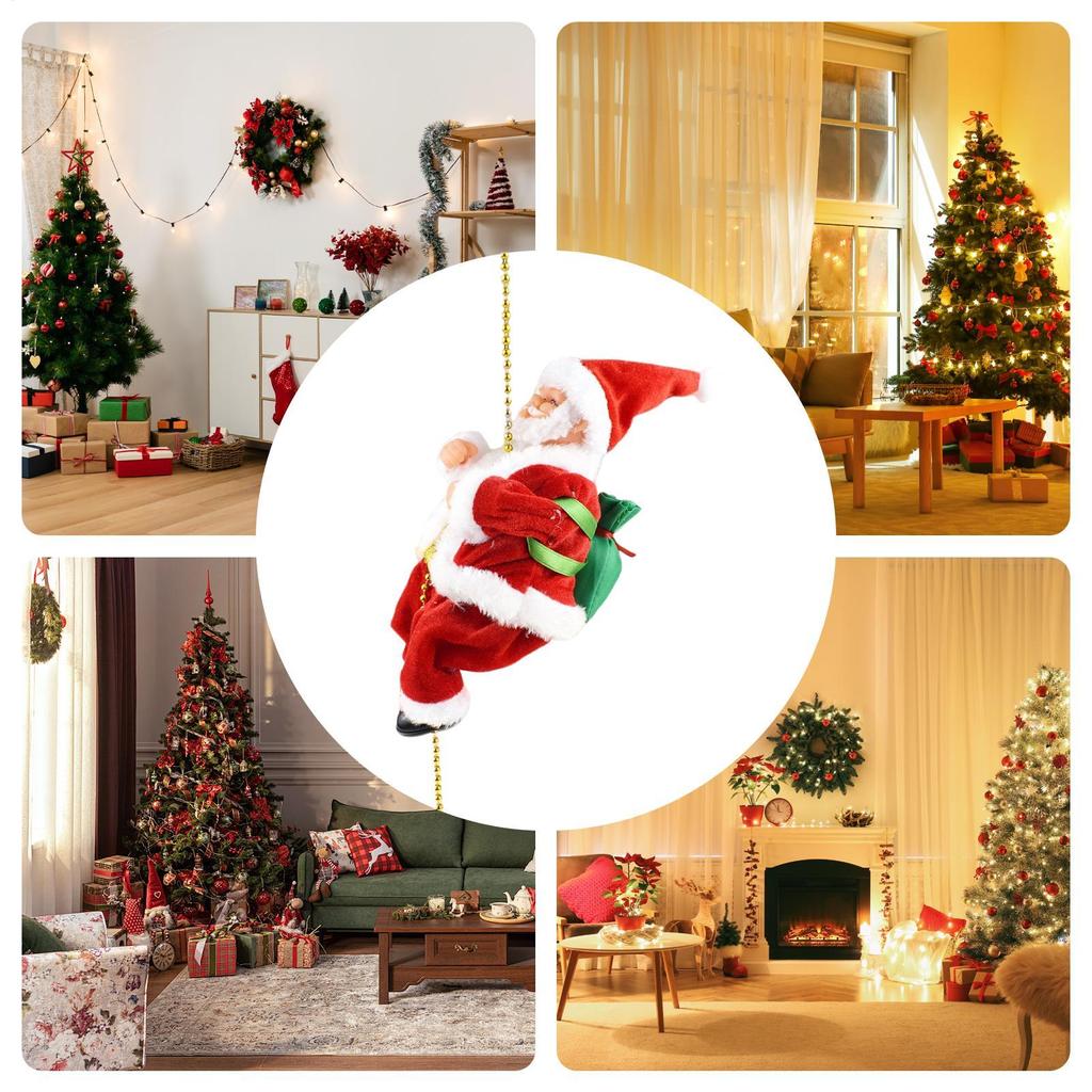 Лазающий Санта Клаус с музыкой, на батарейках, праздничное украшение для вечеринки, дома, отеля, офиса, рождественские подарки