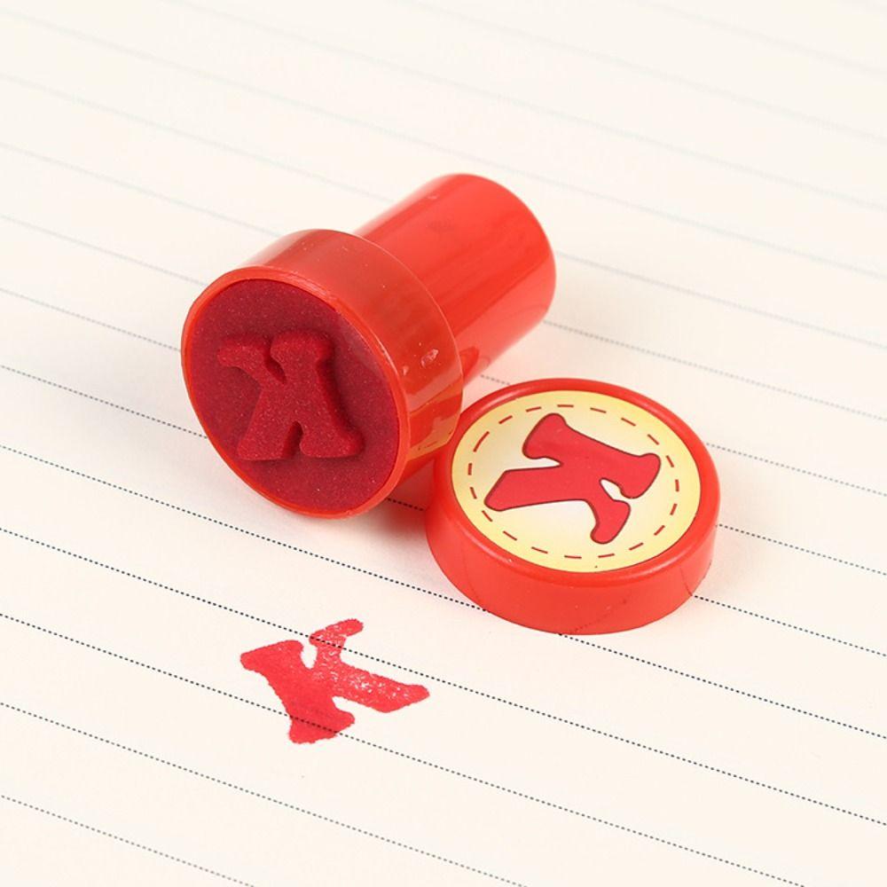 Self-ink 26pcs Alphabets Letters Round Stamp Number Children Arithmetic Seal Kids/Children