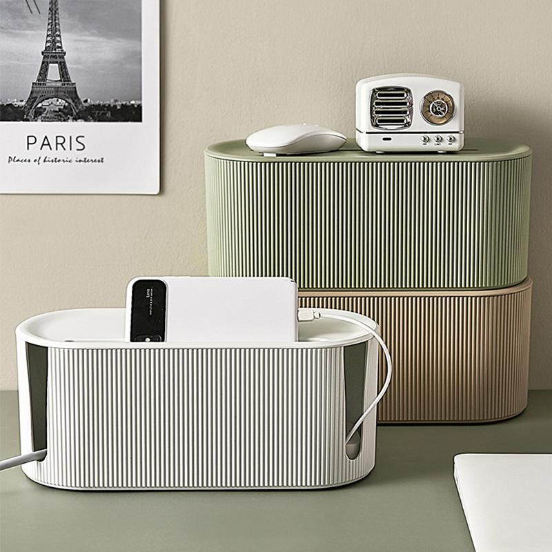 Plug Board Storage Box Home Desk Wire Organizer with Cover Practical Socket Household Bedroom Tabletop Shelf