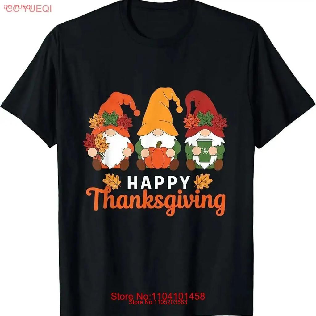 Happy Thanksgiving Gnome Fall Autumn T Shirt Vintage Homme Graphic Casual Soft Fashion Stretched Unisex Versatile