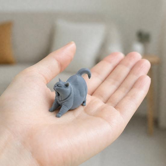 3D-печатная статуэтка зевающего кота, милая фигурка спящего кота для полки, спальни, современный минималистичный декор для дома, подарок для любителей кошек