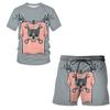 Взрослая европейская и американская серия, пляжная короткая одежда с 3D принтом, летний мужской женский костюм, футболка для мальчиков, шорты, комплект, повседневные топы из 2 предметов
